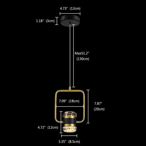 Modern Crystal Pendant Light With Dimmable LED, Brushed Brass And Black Finish, 15W Hanging Fixture For Kitchen Island, Dining Room, Bedroom, Living Room, Bar, Lit Vibe And Easy Install