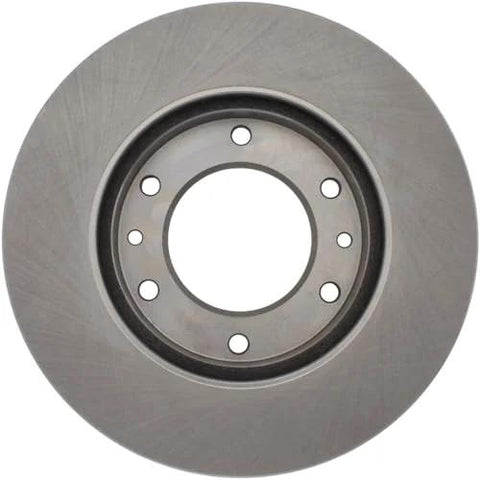 Front view of Centric C-Tek automotive brake rotor; silver metal disk with bolt-hole hub pattern.
