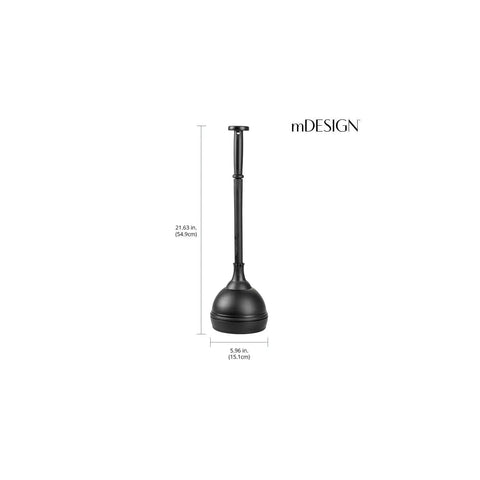 Plastic Toilet Plunger With Lift And Lock Cover Set Compact Freestanding Low Key Discreet Storage Caddy For Bathroom And Powder Room Modern Bronze Hyde Collection Heavy Duty Space Saving Design.