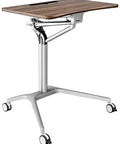 Level Up Your Grind With This Mobile Standing Laptop Desk featuring smooth pneumatic height adjustment and heavy-duty rollable casters.