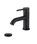 Single Handle Matte Black Bathroom Faucet With Metal Drain Assembly And Escutcheon Water Efficient 1.2 GPM Flow Easy Install
