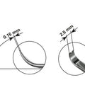 Diagram of Pro Grade Watch Hand Levers Set For Wrist And Pocket Watches Safe Dial Removal Curved Tips Mirror Polished Swiss Steel 0.15mm, 2.5mm tips