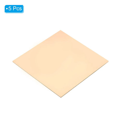 Five Pack 10x10 Cm Copper Clad PCB Boards Single Sided Blank Fiberglass Prototyping Boards showing clean copper layer