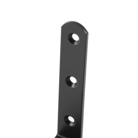 Rock Solid Heavy Duty L Brackets 4 X 4 Inch Matte Black Steel Corner Brace For Shelving And Furniture Reinforcement, showing bracket side with holes.