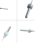 Pro Grade Tungsten Carbide Micro Drill Bits Set For PCB And Engraving, 0.8mm Bits With 3.175mm Shank, side and tip views