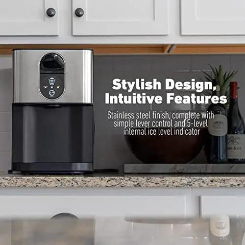Top Rated Countertop Ice Maker Featuring Slick Self Serve Lever And Built In Self Cleaning Cycle That Whips Up Smooth Chewable Nugget Ice Fast For Any Modern Home Or Office Setup on kitchen countertop.