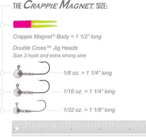 All In One Crappie Fishing Kit With 64 Bodies, 2 EZ Floats, 6 Jig Heads, 8 Double Cross Jig Heads For Freshwater Angling chart