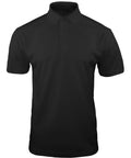 Men's Midweight Short Sleeve Polo Shirt in Classic Black Featuring 100 Percent Polyester Moisture Wicking Snag Resistant Fabric