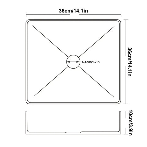 Dimensions of Square Stainless Steel Vessel Sink T304 Bathroom Wash Basin Counter Mount With Pop Up Drain Brushed Nano Finish