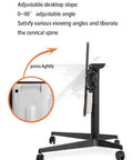 Adjustable Height Standing Desk With Tilt Top Design Foldable Computer Workstation showing adjustable slope and height mechanism.