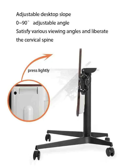 Adjustable Height Standing Desk With Tilt Top Design Foldable Computer Workstation showing adjustable slope and height mechanism.