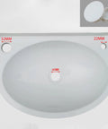 Wall Mount Bathroom Sink 40x28x14cm - Modern Oval Cactus Vessel Basin with 78cm Waste Set showing tap holes and dimensions.