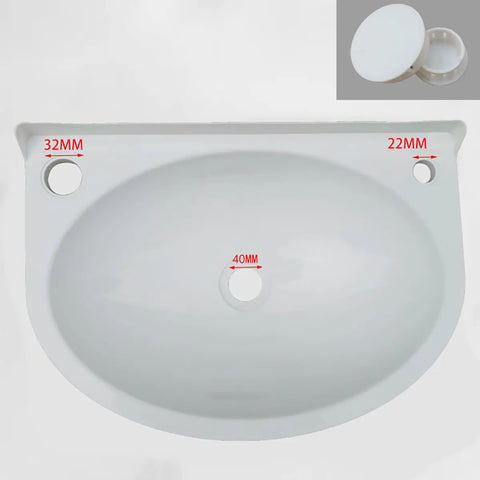 Wall Mount Bathroom Sink 40x28x14cm - Modern Oval Cactus Vessel Basin with 78cm Waste Set showing tap holes and dimensions.