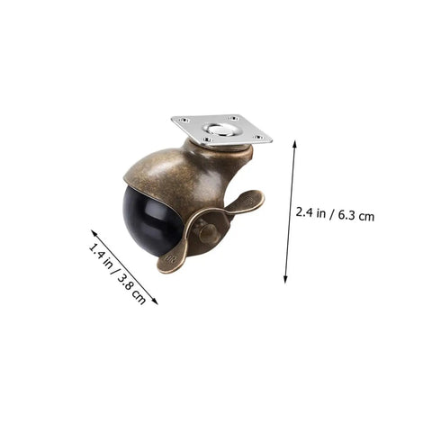 Vintage Bronze Swivel Casters Four Pack Hella Smooth Heavy Duty Two Inch Dual Ball Bearing Wheels For Home Furniture And Workshop, detailed view with dimensions.