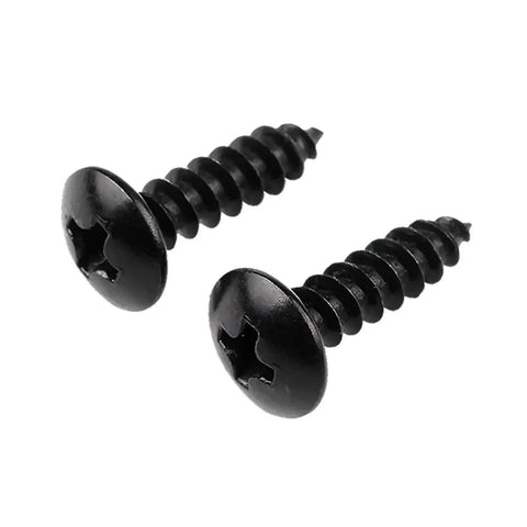 Heavy Duty M5 X 12mm Self Tapping Wood Screws In A 20 Piece Pack Featuring Black Carbon Steel Build with round flanged heads.