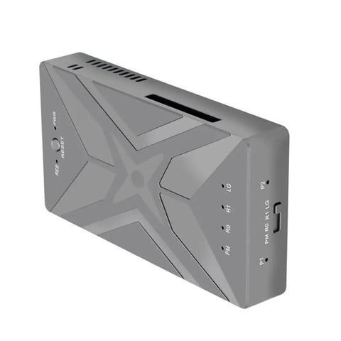 Rock Solid Dual Bay M.2 NVMe SSD RAID Enclosure in grey with USB Type C ports for hot swapping.