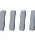 Eight Pack 70x19mm Rectangular PTFE Furniture Sliders With Self Adhesive Backing Heavy Duty Floor Protectors showing four gray glides.