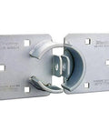 Heavy Duty Chrome Hasp Lock With Hidden Shackle, Solid Steel Security Lock for trucks, trailers, and vans, close-up view