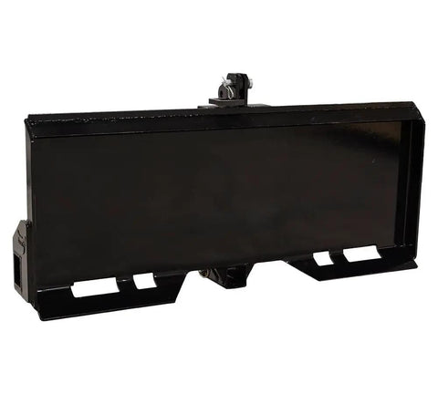 Universal 3 Point Attachment Adapter With Adjustable Lift Arms From 8 To 43 Inches For Skid Steers, Loaders And Tractors Front Case Built Tough Powder Coated Alloy Steel showing frontal view.