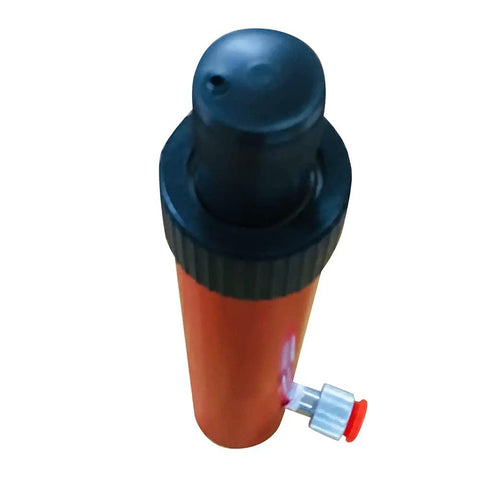 Top view of red 10 Ton hydraulic ram part from Heavy Duty 10 Ton Hydraulic Jack Pump Ram Kit For Automotive Truck Farm And Heavy Equipment Repairs 22000 Lb Capacity Red Beefed Up Portable Hydraulic Power Tool For Vehicle And Equipment Maintenance