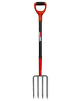 Heavy Duty 4-Tine Garden Spading Fork With 43 Inch Fiberglass Handle, 7x3.5 Inch Head, 1050 Manganese Steel, Roll-Forged Tines, Anti-Slip D-Grip