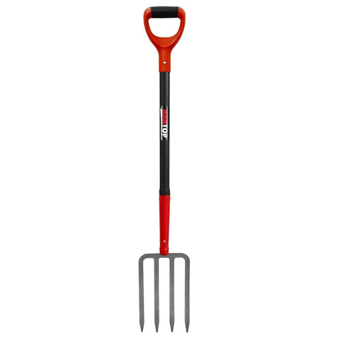 Heavy Duty 4-Tine Garden Spading Fork With 43 Inch Fiberglass Handle, 7x3.5 Inch Head, 1050 Manganese Steel, Roll-Forged Tines, Anti-Slip D-Grip