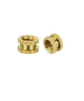 80pcs Brass Knurled Threaded Insert Nuts M3 x 3mm Length 3mm Outer Diameter 5mm Embedment Gold Tone Fasteners close-up view