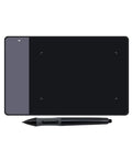 Portable Digital Graphics Drawing Tablet With Smooth Pen Pressure Signature Pad, Four By Two Inch Screen, 2048 Pressure Levels, Hella Travel Friendly Design, Includes Ten Quality Sketching Nibs For Creators Ready To Roll on a white background.