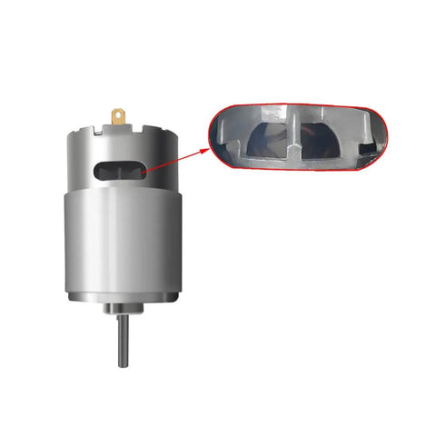 Dual 24V RS555 35000RPM Electric Motor Drive Engines for Ride On Cars with close-up of internal components.