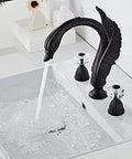 Black Ornate Swan Style Bathroom Sink Faucet Combo Deck Mount Dual Handle Mixer Tap Set Hot Cold Water Ideal For Home Bath Or Powder Room Renovation With Boss Vibe Sleek Vintage Inspired Fixture