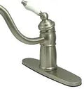 Victorian Mono Deck Kitchen Faucet With PL Handle And Brass Sprayer, 9-1/8 Inch Spout, Brushed Nickel Finish, Solid Brass Construction