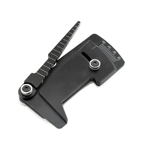 Rad Heavy Duty Metal Adjustable Camber Gauge Measuring Tool For 1/10 RC Car Setup 15 Degree Wheel Alignment Ruler close-up view.