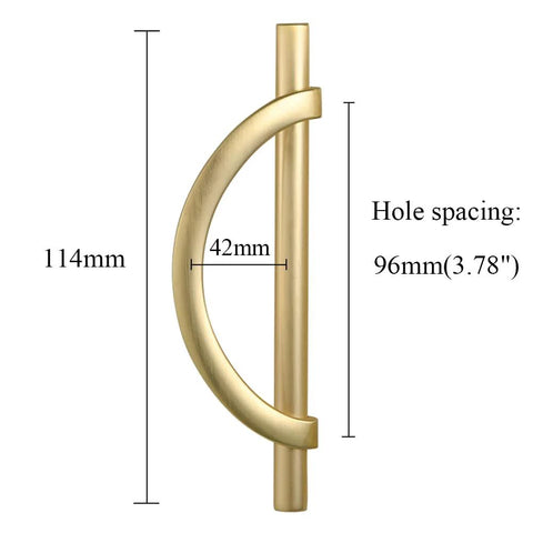 Front view of Brushed Gold Half Moon Cabinet Pulls Set of 2, 3.75 Inch Length, Dresser and Drawer Handles for Cabinets, Kitchen Cupboards