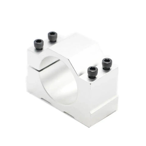 Beefed Up Aluminum CNC Spindle Bracket With 38mm 40mm 42mm 44mm And 46mm Bores, Tough Clamping Fixture, Sandblasted Finish, Four Locking Screws Included