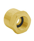 Brass adapter for faucet hoses, 1/2 G male to 3/8 compression female, ideal for kitchen, bathroom, RV plumbing, durable and easy to install.