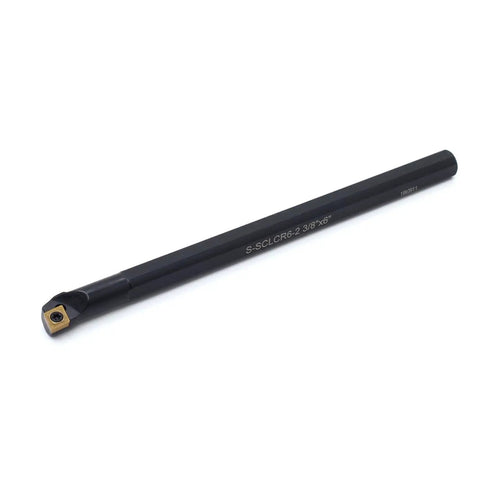 3/8 X 6 Inch Right Hand Indexable Boring Bar With SCLCR CCMT21.51 Insert, solid carbide, tool end view