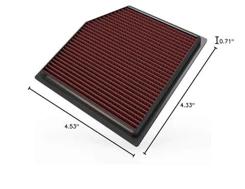 High Flow Lifetime Engine Air Filter For 2012 To 2024 Lexus And Toyota Premium Washable And Reusable shown with dimensions