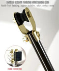 Freaking Smooth Heavy Duty Three Blade Ceiling Fan With Wireless Remote Control And Rock Solid Quiet Operation For Indoor Outdoor Spaces Like Large Patios Or Bedrooms In Sleek Black Finish close-up of double screw position suspension rod with gold accent.