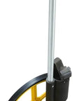 Beefy Rolling Measuring Wheel Straight From The Box For Long Distance Tracking With Five Digit Mechanical Counter showing adjustable telescopic handle and yellow wheel.