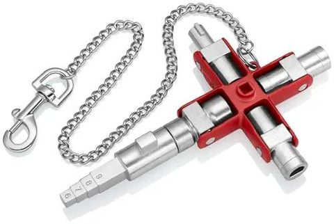 Universal Construction Control Cabinet Key With Plug In Magnetic Support, showing die-cast zinc profiles and chain.