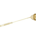 Slick Stainless Steel Candle Snuffer With Ergonomic Long Handle And Hassle Free Wick Control For Tapered Dinner Candles And Fresh Home Decor Setup In Classic Gold Finish viewed from the side, showcasing the long handle and steel cup.