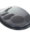 Premium Two Pack Mdf Toilet Seats Featuring Smooth Soft Close Lids And Rugged Zinc Alloy Hinges Trendy Stone Texture Finish top view with rounded edges.