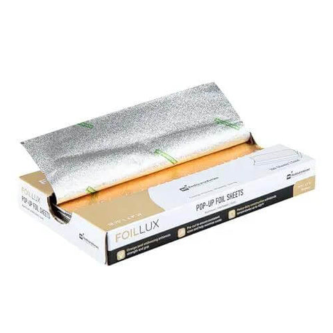 Box of Gold Embossed Pop-Up Foil Sheets 10.8 X 9 Inch Interfolded Greaseproof and Freezable Oven Ready Aluminum Foil Papers for Fast Service