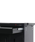 Built Tough One Drawer Tool Cart Rolling Box With Lockable Doors, Steel Construction, Black Powder Coat Finish, top drawer view