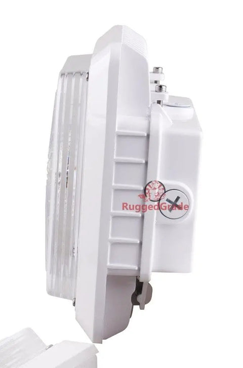 Side view of Beast Bright 150W LED Canopy Light Polaris I Series with Over 20,000 Lumens for Parking Garages, white finish