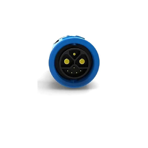 Rock Solid M23 8 Pin Waterproof Wire Connector IP67 Rated view showing blue circular aviation plug ends for e-bike chargers.
