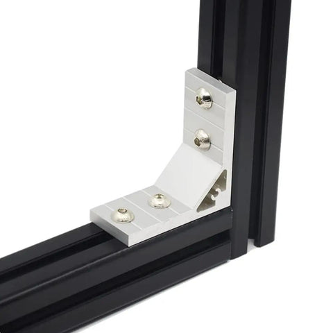 Two Pack 400mm 4040 T Slot Aluminum Extrusion Black Anodized European Standard corner joint detail with bracket