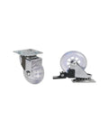 4 Pack 3 Inch PU Transparent Crystal Wheel Casters With Brakes For Furniture And Cabinets, showing two silver mounted wheels