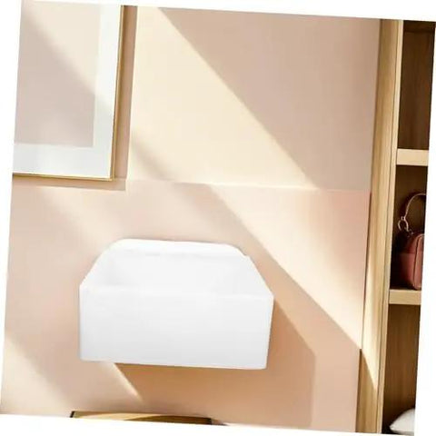 Wall-Mount Bathroom Sink - Lightweight Plastic No-Drill Design for Easy Installat in Small Bathrooms, Rentals, and Shower Areas - Space-Saving Solut! in modern bathroom setting.