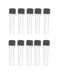 Set Of 10 Hall Effect Linear Sensors For Pro Grade Proximity And Position Sensing With Linear Voltage Output Proportional To Magnetic Field Strength High Precision Hall Sensor Array, arranged in two rows, front view.